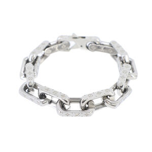 LOUIS VUITTON Silver Monogram Charm Bracelet